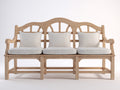 Banc de jardin - Bois-Tissu - 180 x 70 x 100 cm - Bois naturel-Écru - Style rustique à dossier décoratif