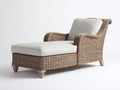 Bain de soleil - Rotin-Textile-Bois - 180 x 75 x 85 cm - Naturel-Écru - Style classique avec dossier arrondi