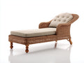 Bain de soleil - Rotin-Textile-Bois - 190 x 80 x 90 cm - Naturel-Écru - Style classique avec dossier inclinable