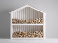 Abri à bûches-Bois-190 x 80 x 180 cm-Blanc-Style rustique extérieur
