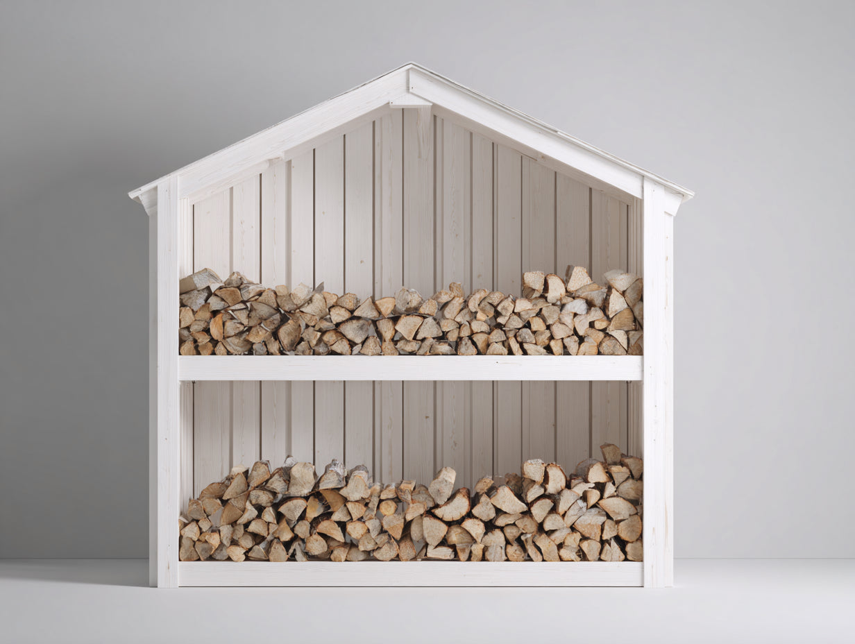 Abri à bûches-Bois-190 x 80 x 180 cm-Blanc-Style rustique extérieur