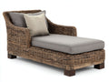 Bain de soleil - Rotin-Textile-Bois - 190 x 80 x 90 cm - Marron-Gris - Style naturel avec assise confortable