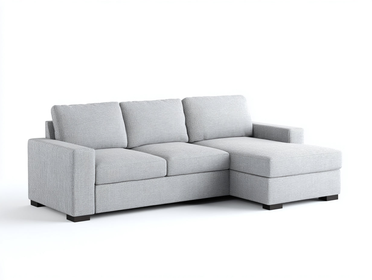 Canapé d'angle - Tissu - 300 x 170 x 85 cm - Gris clair - Style moderne avec méridienne