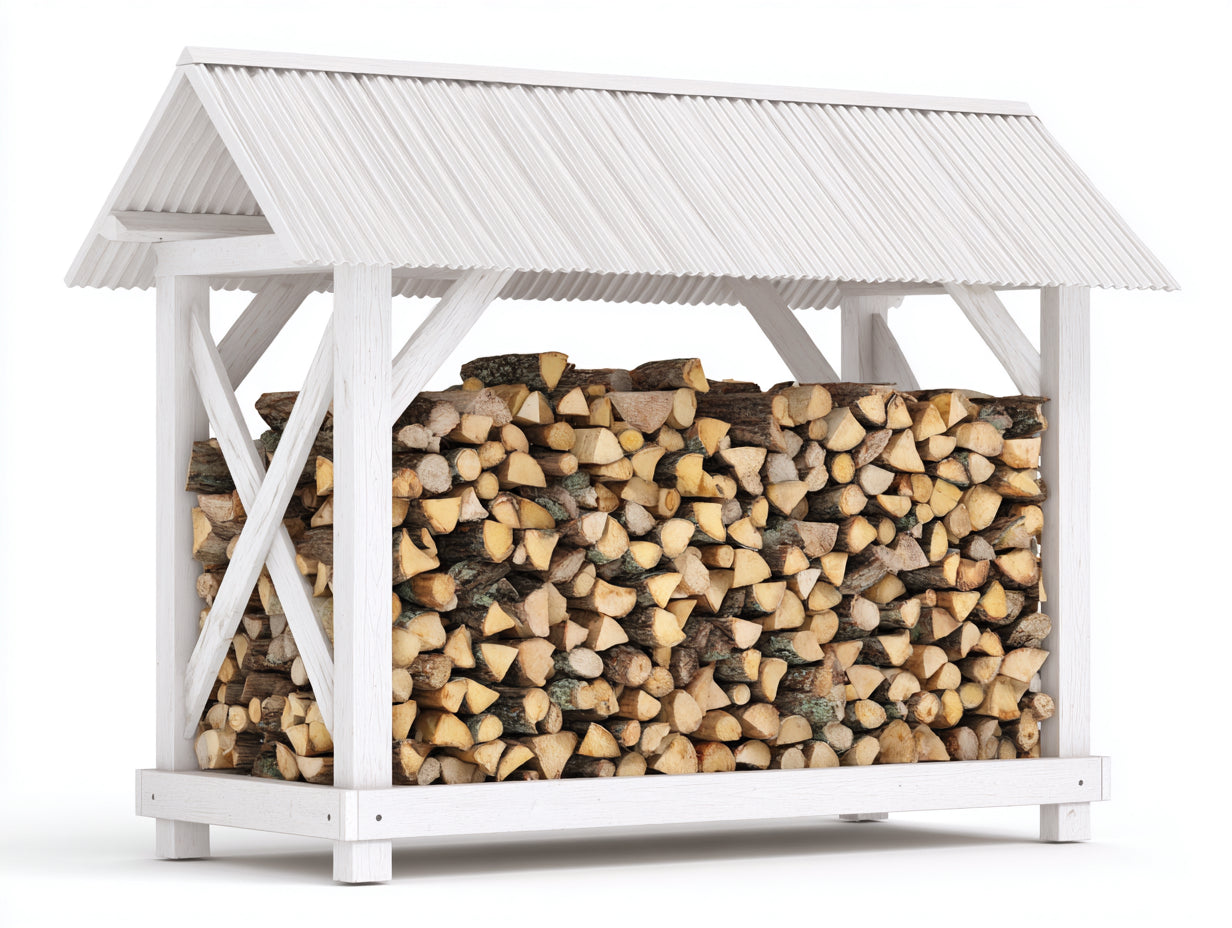 Abri à bûches-Bois-180 x 90 x 170 cm-Blanc-Style moderne extérieur
