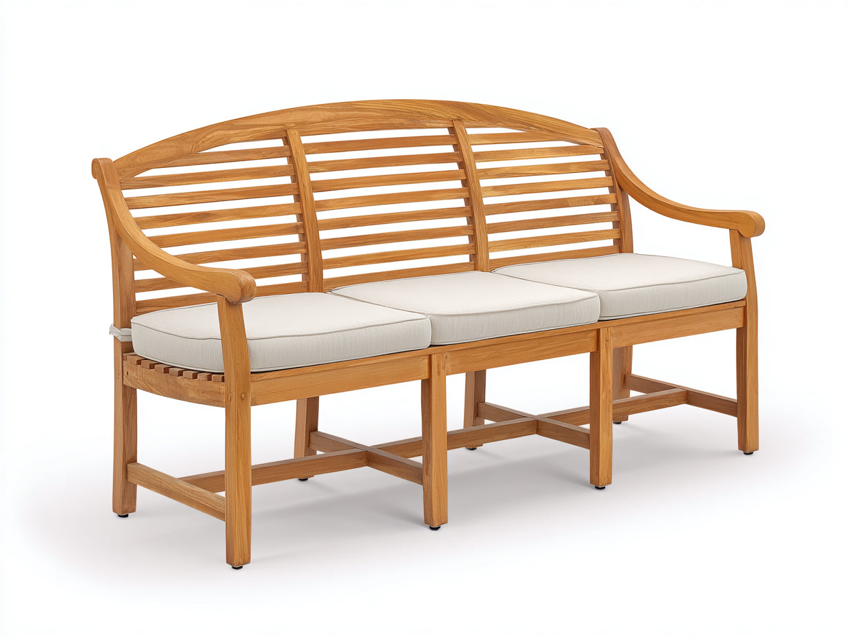 Banc de jardin - Bois-Tissu - 190 x 78 x 95 cm - Bois naturel-Blanc - Style classique extérieur