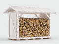 Abri à bûches-Bois-200 x 100 x 180 cm-Blanc-Style moderne extérieur