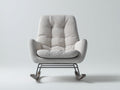 Fauteuil à bascule-Tissu-Métal-Bois-88 x 95 x 102 cm-Gris clair-Noir-Marron-Design moderne rembourré