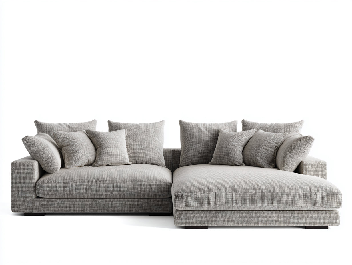 Canapé d'angle - Tissu - 320 x 180 x 85 cm - Gris clair - Style moderne avec méridienne