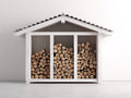 Abri à bûches-Bois-180 x 80 x 170 cm-Blanc-Style rustique extérieur