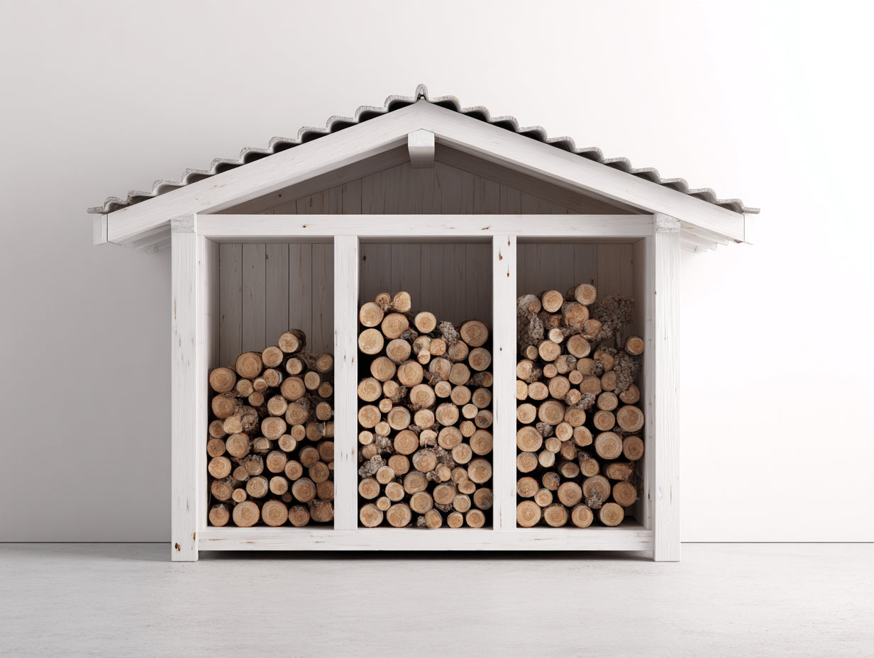 Abri à bûches-Bois-180 x 80 x 170 cm-Blanc-Style rustique extérieur
