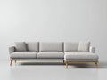 Canapé d'angle - Tissu-Bois - 310 x 180 x 82 cm - Gris clair - Style scandinave avec méridienne