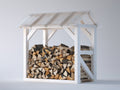 Abri à bûches-Bois-200 x 90 x 180 cm-Blanc-Style moderne extérieur