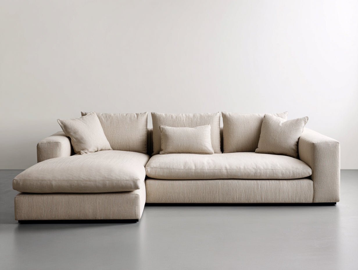 Canapé d'angle - Tissu - 290 x 180 x 80 cm - Beige clair - Style moderne avec méridienne
