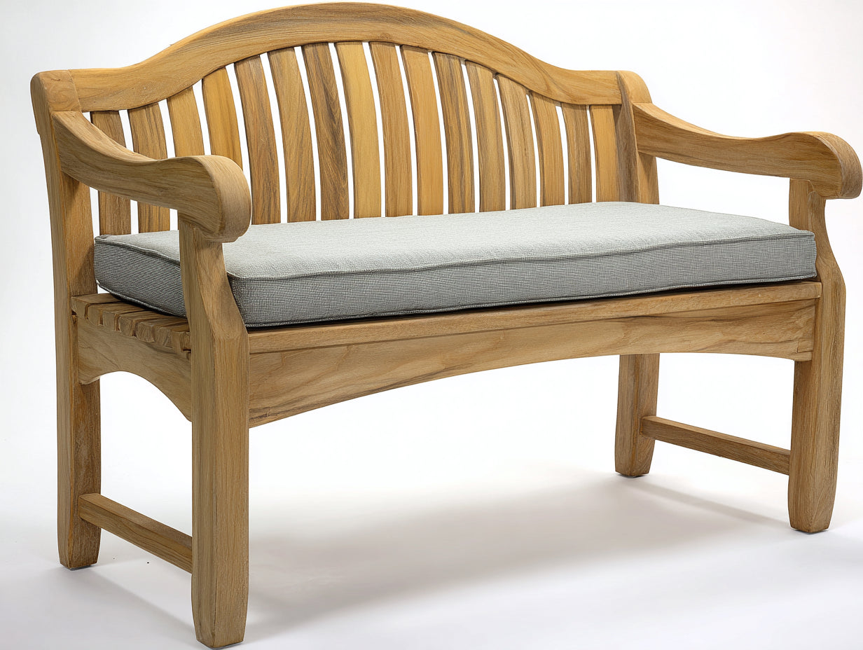 Banc de jardin - Bois-Tissu - 165 x 70 x 90 cm - Bois naturel-Gris clair - Style classique moderne