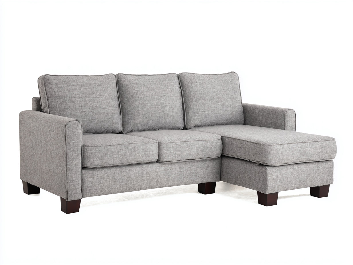 Canapé d'angle - Tissu - 260 x 160 x 85 cm - Gris clair - Style moderne avec méridienne