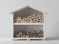 Abri à bûches-Bois-160 x 60 x 150 cm-Blanc-Style moderne extérieur