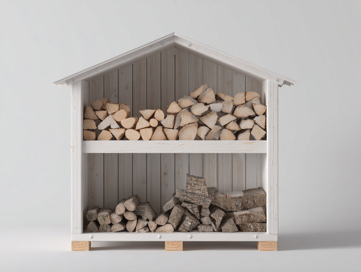 Abri à bûches-Bois-160 x 60 x 150 cm-Blanc-Style moderne extérieur