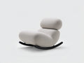 Fauteuil à bascule-Tissu-Métal-90 x 100 x 85 cm-Gris clair-Noir-Design moderne rembourré
