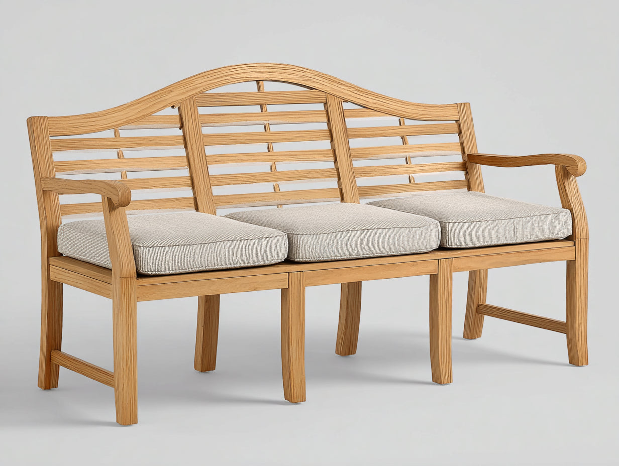 Banc de jardin - Bois-Tissu - 190 x 78 x 95 cm - Bois naturel-Beige - Style classique moderne