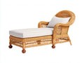 Bain de soleil - Rotin-Bois-Textile - 175 x 75 x 95 cm - Naturel-Écru - Style classique à dossier arrondi