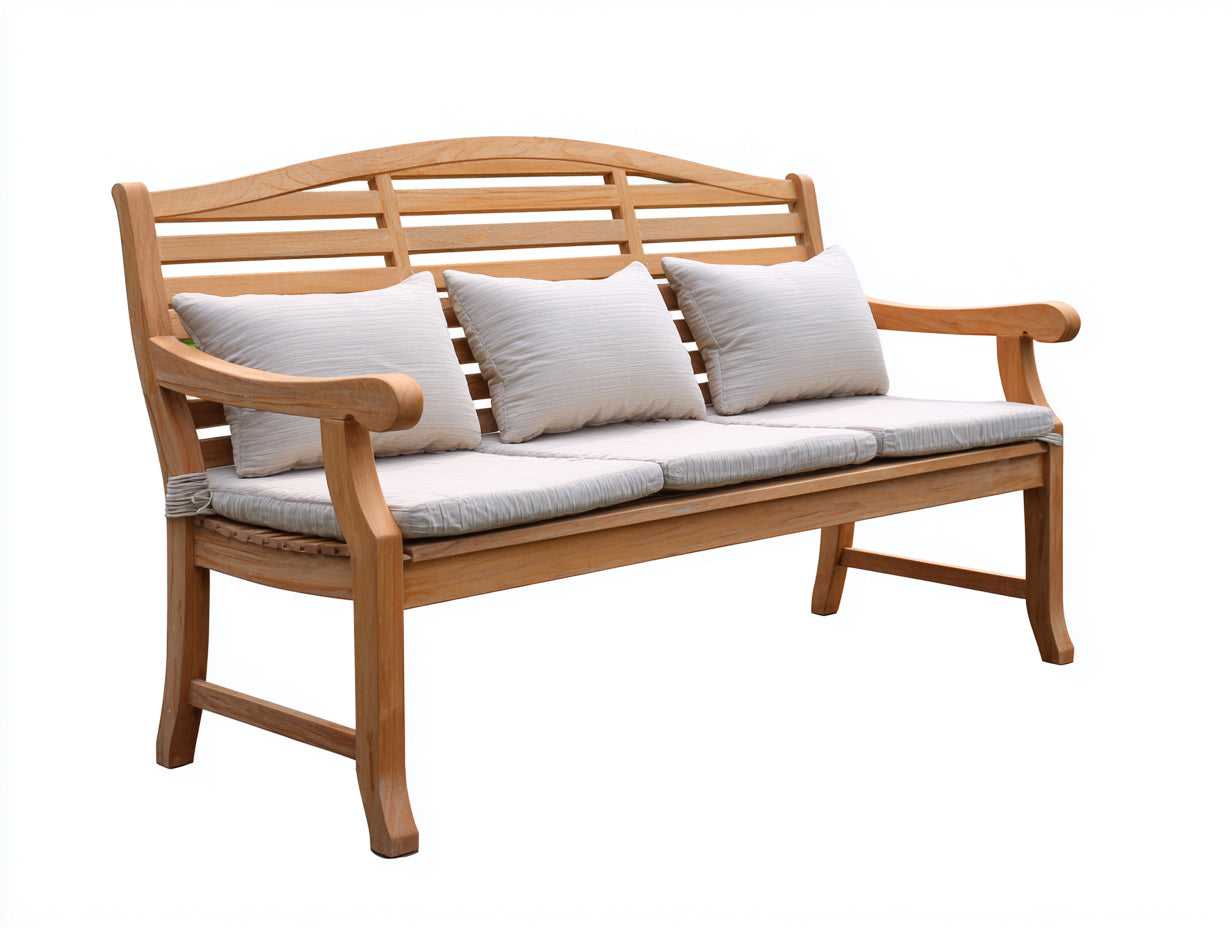 Banc de jardin - Bois-Tissu - 190 x 75 x 95 cm - Bois naturel-Blanc - Style classique extérieur