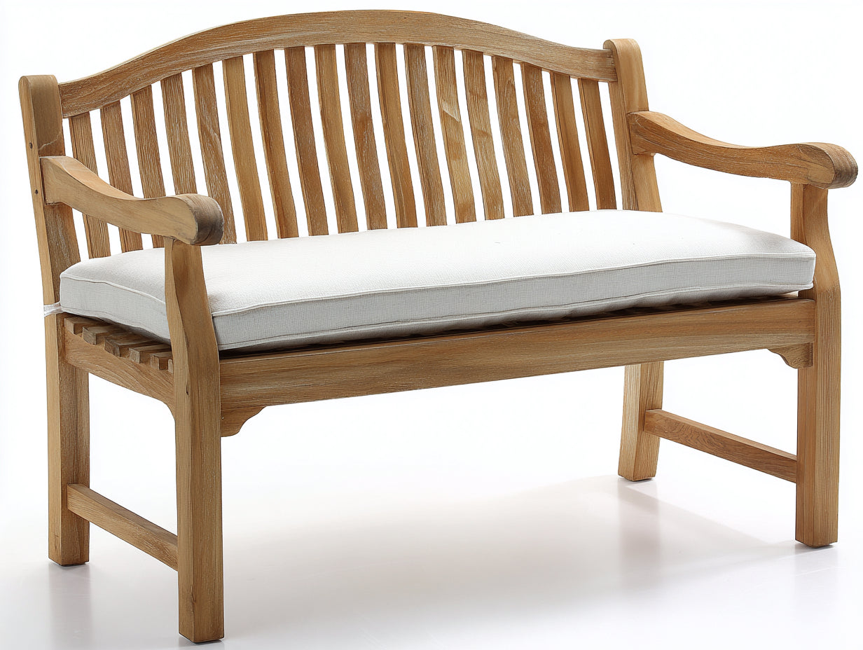 Banc de jardin - Bois-Tissu - 160 x 68 x 90 cm - Bois naturel-Blanc - Style classique élégant