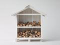 Abri à bûches-Bois-150 x 70 x 170 cm-Blanc-Style classique extérieur