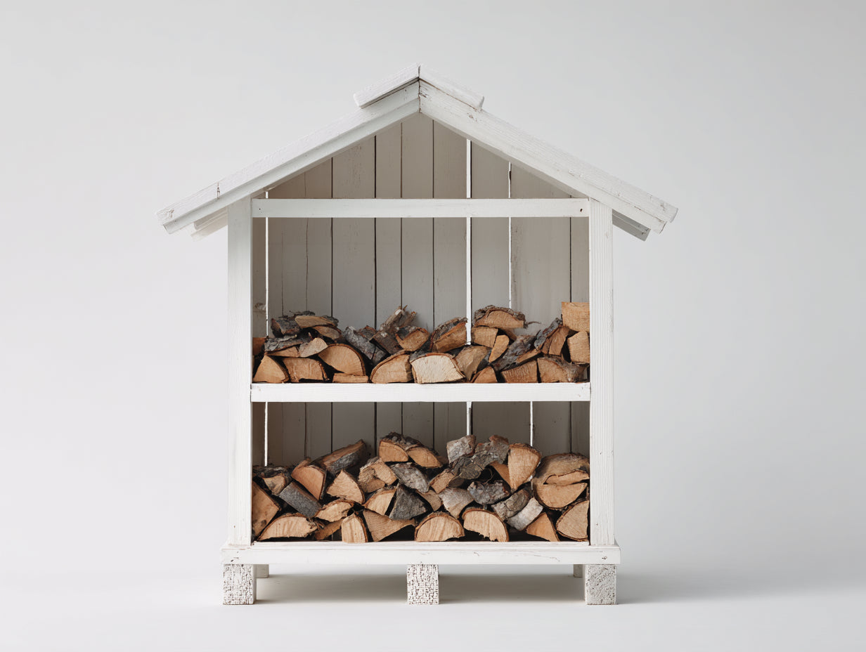 Abri à bûches-Bois-150 x 70 x 170 cm-Blanc-Style classique extérieur