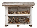 Abri à bûches-Bois-160 x 75 x 150 cm-Blanc-Style rustique extérieur
