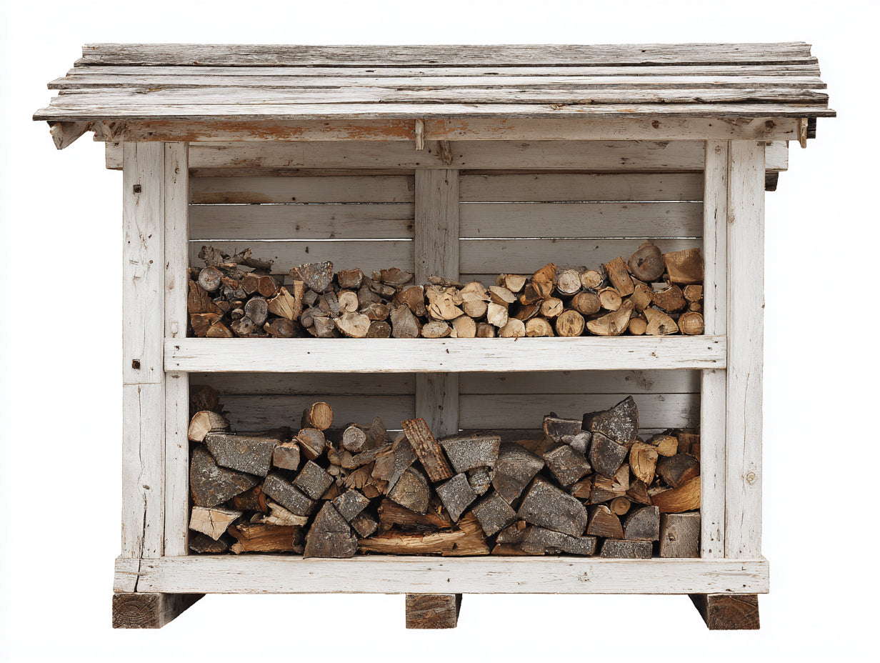Abri à bûches-Bois-160 x 75 x 150 cm-Blanc-Style rustique extérieur