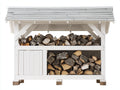 Abri à bûches-Bois-150 x 70 x 160 cm-Blanc-Style classique extérieur