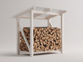 Abri à bûches-Bois-180 x 90 x 170 cm-Blanc-Style moderne extérieur