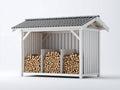 Abri à bûches-Bois-200 x 90 x 180 cm-Blanc-Style moderne extérieur