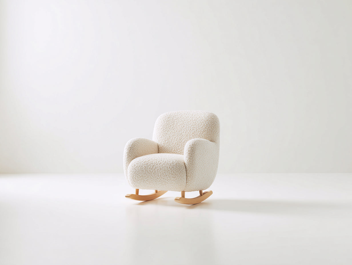 Fauteuil à bascule-Tissu-Bois-82 x 86 x 90 cm-Beige-Style moderne confortable