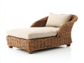 Bain de soleil - Rotin-Textile-Bois - 185 x 80 x 85 cm - Naturel-Écru - Style naturel avec dossier enveloppant