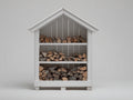 Abri à bûches-Bois-140 x 70 x 190 cm-Blanc-Style classique extérieur