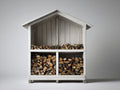 Abri à bûches-Bois-180 x 80 x 180 cm-Blanc-Style rustique extérieur