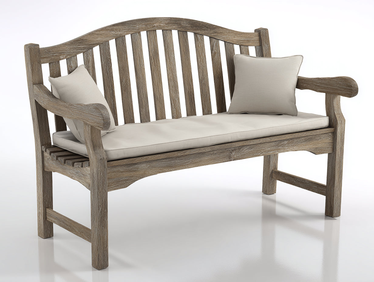 Banc de jardin - Bois-Tissu - 170 x 70 x 90 cm - Bois naturel-Beige - Style classique moderne