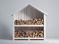 Abri à bûches-Bois-170 x 80 x 170 cm-Blanc-Style classique extérieur