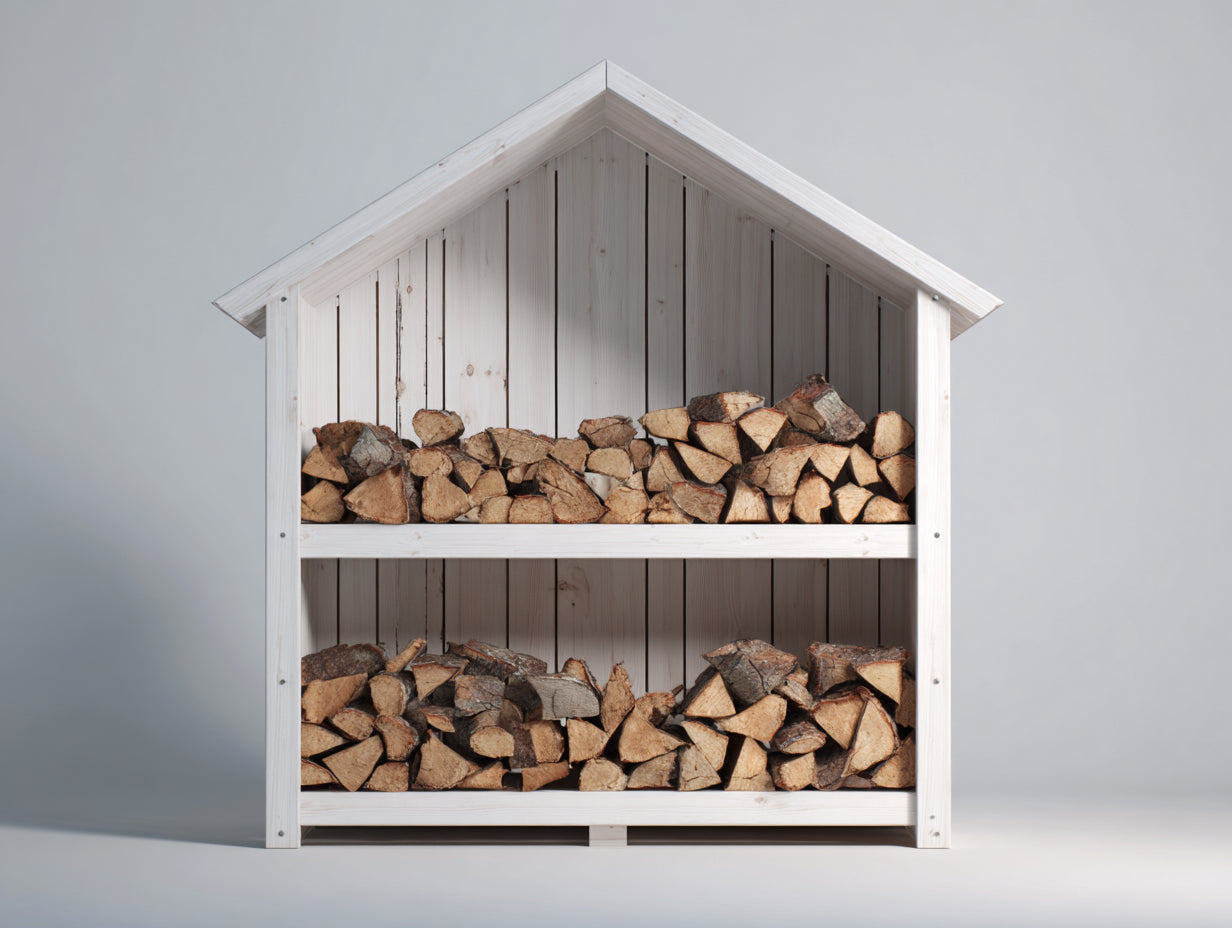 Abri à bûches-Bois-170 x 80 x 170 cm-Blanc-Style classique extérieur